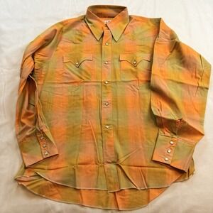 Vintage Sandy Kids Men's LG Button Up Long Sleeve Shirt Pearl Snap Made In Japan